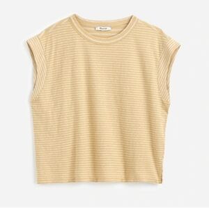NWT Madewell Stripe Boxy Cotton & Linen Muscle T-Shirt Size XS